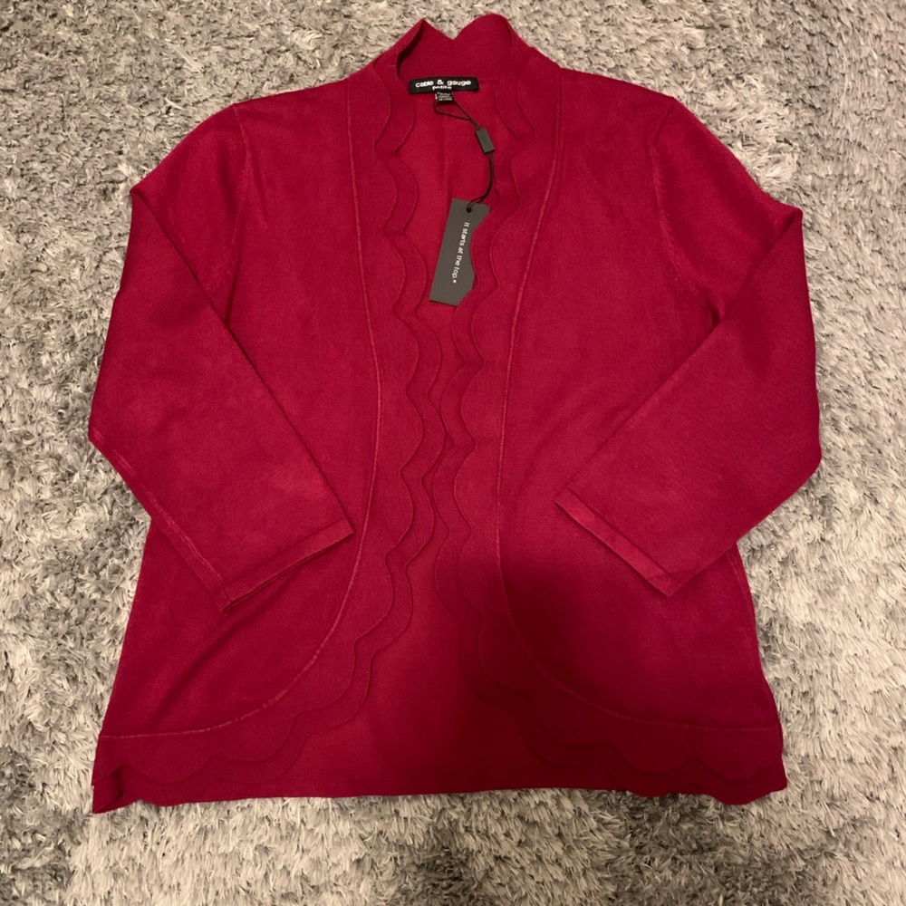 NWT Cable & Gauge maroon sweater size petite medium